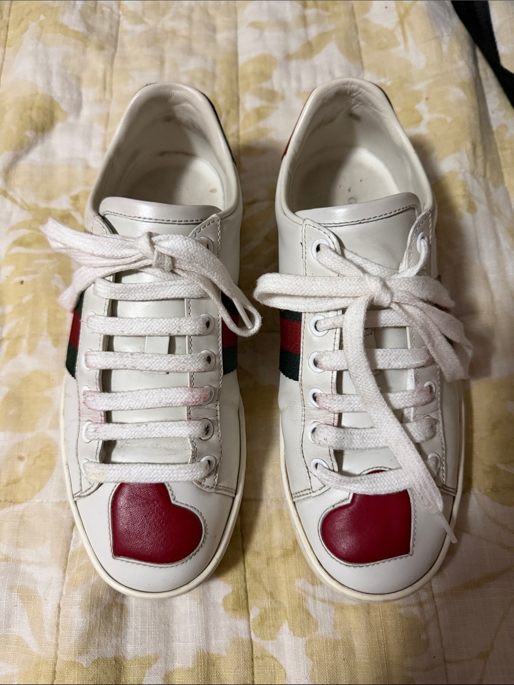 Gucci Ace Heart White Leather Women's Sneakers US 7 IT 5.5